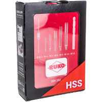 Набор машинно-ручных метчиков HSS M3-M12+вороток+сверла, 15шт RUKO 245004