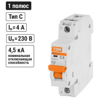 Автоматический выключатель TDM ELECTRIC ВА47-29 1Р 4А 4,5кА х-ка С SQ0206-0068