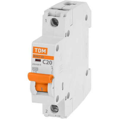Автоматический выключатель ВА47-29 (1Р; 20 А; 4.5 кА; С) TDM ELECTRIC SQ0206-0075