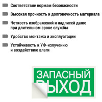 Знак "ЗАПАСНЫЙ ВЫХОД" TDM ELECTRIC 200х100мм, в упаковке 10 штук SQ0817-0057