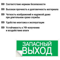 Знак "ЗАПАСНЫЙ ВЫХОД" TDM ELECTRIC 350х124мм для ССА, в упаковке 10 штук SQ0817-0060