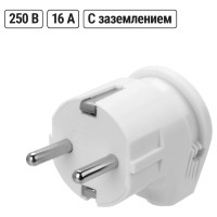Вилка электрическая угловая с заземлением белая 16А 250В TDM ELECTRIC SQ1806-0007