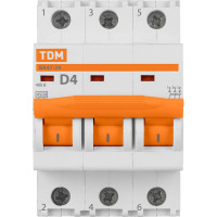 Автоматический выключатель TDM ELECTRIC ВА47-29 3Р 4А 4.5кА D SQ0206-0167