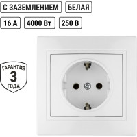 Розетка, белая 2П+З 16А 250В TDM ELECTRIC Таймыр SQ1814-0012