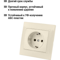 Розетка, слоновая кость 2П+З 16А 250В TDM ELECTRIC Таймыр SQ1814-0112