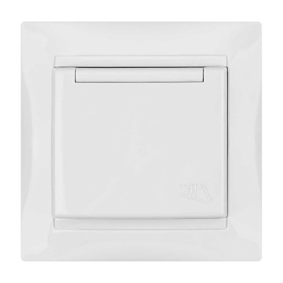Розетка с защитными шторками и крышкой, белая 2П+З 16А 250В TDM ELECTRIC Лама SQ1815-0014