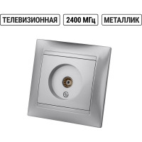 Розетка TV простая (0-2400МГц, "мама") TDM ELECTRIC серебристый металлик, серия "Лама" SQ1815-0217