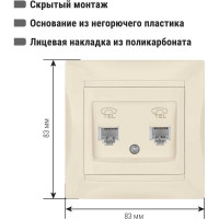 Двойная телефонная розетка, слоновая кость RJ11 TDM ELECTRIC Лама SQ1815-0118
