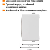 Розетка открытой установки 2П+З IP54 16А TDM ELECTRIC Вуокса SQ1803-0007