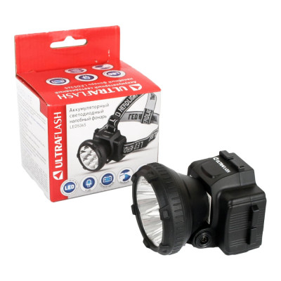 Налобный аккумуляторный фонарь Ultraflash LED5365220В, черный, 5 LED, 2 режима 11648