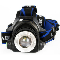 Налобный аккумуляторный фонарь Ultraflash E150 220В, черный, CREE 3Вт, фокус, 2 аккум. 18650, 3 режима 12188