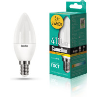 Светодиодная лампа 5Вт 220В Camelion LED5-C35/830/E14 12031