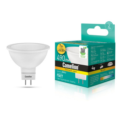 Светодиодная лампа 7Вт 220В Camelion LED7-JCDR/830/GU5.3 11656