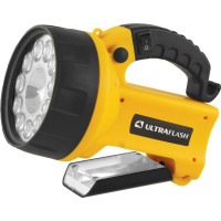 Аккумуляторный фонарь Ultraflash UF3753LED 220В/12В, желтый, 11 LED+ галог, 4В 2Ач, пластик, коробка 8311
