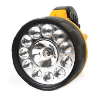 Аккумуляторный фонарь Ultraflash UF3753LED 220В/12В, желтый, 11 LED+ галог, 4В 2Ач, пластик, коробка 8311