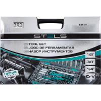 Набор инструмента STELS 1/4", 3/8", 1/2", CrV, S2, усиленный кейс, 151 предмет 14114