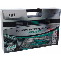 Набор инструмента STELS 1/4", 3/8", 1/2", CrV, S2, усиленный кейс, 151 предмет 14114