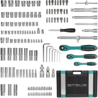 Набор инструмента STELS 1/4", 3/8", 1/2", CrV, S2, усиленный кейс, 151 предмет 14114