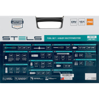 Набор инструмента STELS 1/4", 3/8", 1/2", CrV, S2, усиленный кейс, 151 предмет 14114