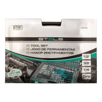Набор инструмента 1/4", 3/8", 1/2", CrV, S2, усиленный кейс, 216шт STELS 14115