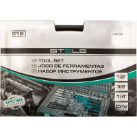Набор инструмента 1/4", 3/8", 1/2", CrV, S2, усиленный кейс, 216шт STELS 14115