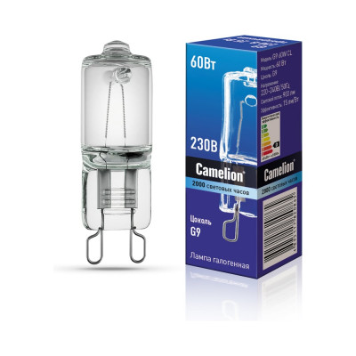Прозрачная галогенная лампа без рефлектора G9 60W 220V 2000 часов Camelion 5555