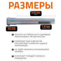 Труба однораструбная канализационная HTEM 32х250 Ostendorf 110010