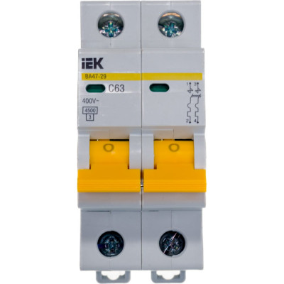 IEK Выключатель авт. мод. 2п C 63А ВА 47-29 4.5кА ИЭК MVA20-2-063-C