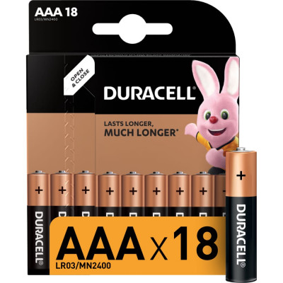 Duracell Батарейки щелочные Basic ААA/LR03 18 шт. блистер Б0014449