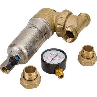 Гейзер Фильтр Бастион 7508095201 3/4 для горячей воды, с поворотным механизмом, манометром, d60 32679