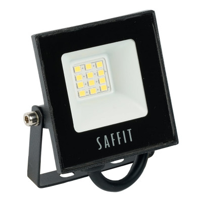 Светодиодный прожектор SAFFIT SFL90-10 2835SMD, 10W 6400K AC220V/50Hz IP65, черный в компактном корпусе 55067