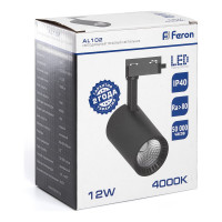 Трековый светодиодный светильник на шинопровод Feron AL102 12W, 1080 Lm, 4000К, черный, 35 градусов 29647