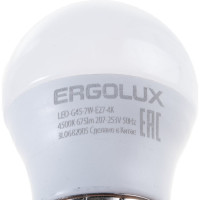 Светодиодная лампа Шар Ergolux LED-G45-7W-E27-4K 7Вт E27 4500K 172-265В 12145