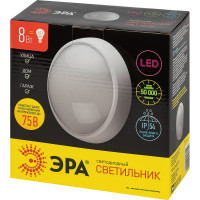 Светодиодный светильник ЭРА SPB-1-08 W IP54 8Вт 4000К 640лм круг 180х75 БЕЛ 24/288 Б0017326