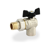 Угловой кран Американка Н/В Ду-15 /1/2" Бабочка черная Bugatti OREGON 05940001