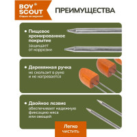 Набор двойных шампуров BOYSCOUT 38 см, 4 шт. 61052