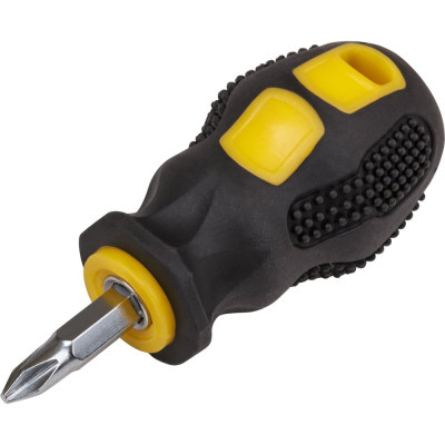 Отвертка c переставным жалом (CrV сталь, прорезиненная ручка, 6х25 мм, PH2/SL6) FIT IT Коротыш 56226