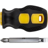 Отвертка c переставным жалом (CrV сталь, прорезиненная ручка, 6х25 мм, PH2/SL6) FIT IT Коротыш 56226