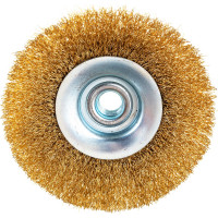Щетка тарельчатая (115 мм; М14; латунированная волнистая 0.35 мм) для УШМ Elitech 1820.075200