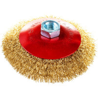 Щетка тарельчатая (115 мм; М14; латунированная волнистая 0.35 мм) для УШМ Elitech 1820.075200