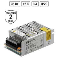 Блок питания для светодиодных лент и модулей 12v 36Вт TDM ELECTRIC 12В, IP20, металл SQ0331-0013