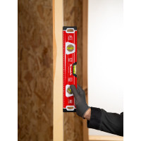 Алюминиевый магнитный фрезерованный уровень MATRIX 3 глазка, 400 мм 34730