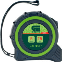 Рулетка, двухкомпонентный корпус, 5 м х 25 мм СИБРТЕХ Сапфир 32582
