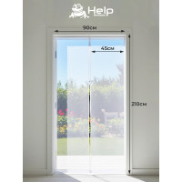 Противомоскитная сетка-штора на дверь с крепежной лентой 45x210 см 2шт. HELP 80003