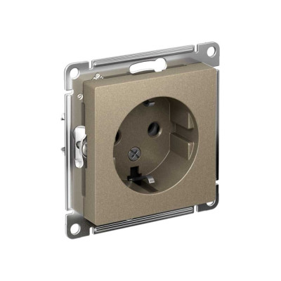 Механизм розетки 1-м СП Systeme Electric (Schneider Electric) ATLAS DESIGN, с заземлением, 16 А, шампань, арт. ATN000543