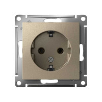 Механизм розетки 1-м СП Systeme Electric (Schneider Electric) ATLAS DESIGN, с заземлением, 16 А, шампань, арт. ATN000543