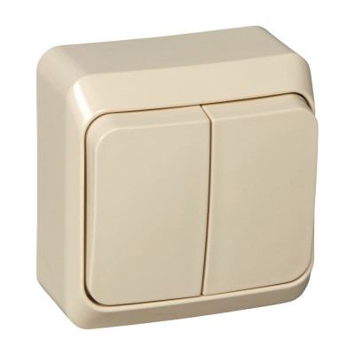 Выключатель 2-клавишный Systeme Electric (Schneider Electric) Этюд, 10 А, IP20, с индикацией, кремовый BA10-006K