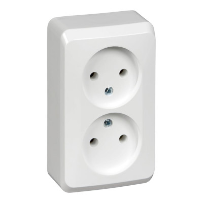 Розетка двухместная Systeme Electric (Schneider Electric) Этюд, 16 А, IP20, без заземления, белый PA16-005B