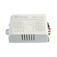 Дистанционный выключатель FERON TM74 230V 1000W 4-х канальный 30м с пультом управления, белый 23263