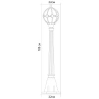 Садово-парковый светильник FERON PL3806 круглый, столб 60W 230V E27, черное золото 11375